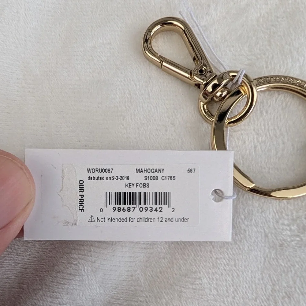 Kate‎ Spade Mahogany Leather Bow Spade Key Fob Keychain WORU0087 New